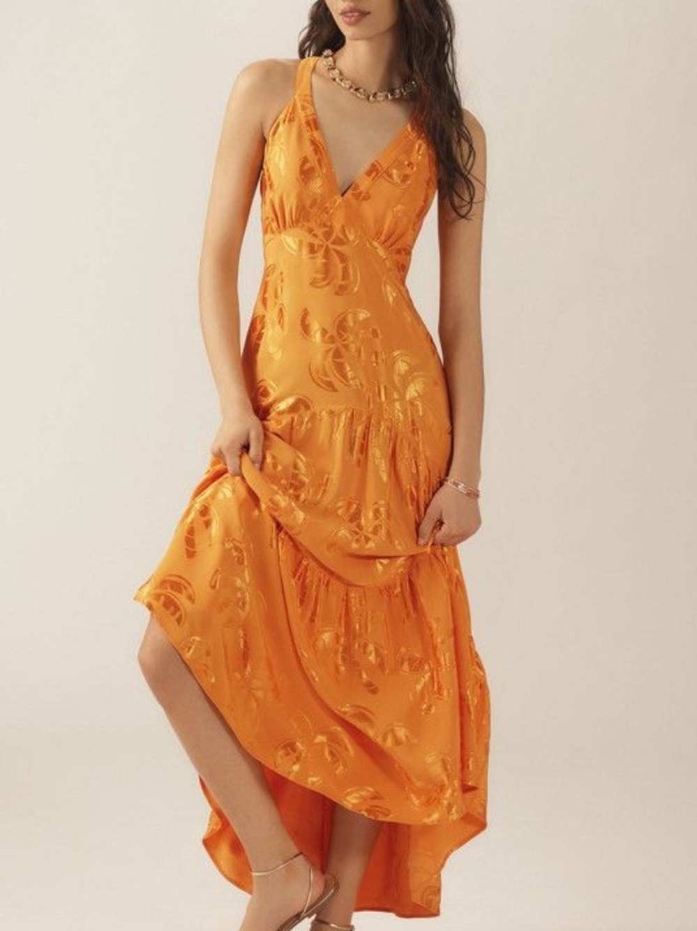 FARM RIO x ANTHROPOLOGIE V Neck Tiered Maxi Dress